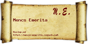Mencs Emerita névjegykártya